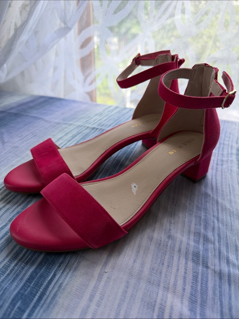 Cole Haan Fuchsia Ankle-Strap Block Heel Sandals size 7